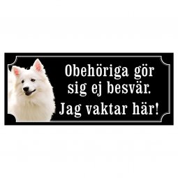 American eskimo dog gammaldags stil hundskylt dogsign sign dog happy print hjortröd finaste skylten tanfärgad hundskyl
