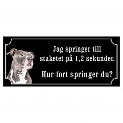 Amstaff hundskylt gammaldags stil emaljskylt hund