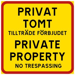 privat tomt private property skylt no trespassing