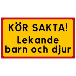 Kör sakta! Lekande barn och djur akta oss kör försiktigt