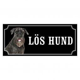 Schnauzer svart gammaldags stil emaljskylt hund