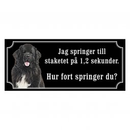Newfoundland svart gammaldags stil emaljskylt hund
