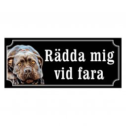 Cane corso svartröd gammaldags stil emaljskylt hund