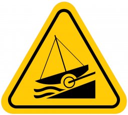Dekal/Klistermärke  - Varning båtramp för sjösättning
