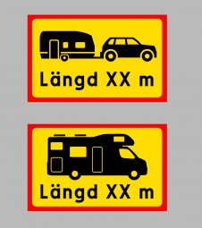 Dekal - Längd på ekipage - XX meter Husvagn eller Husbil visa omkörande bilar hur långt ditt ekipage är. dekal
klistermärke til