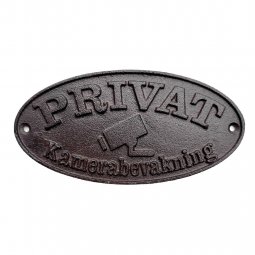 Privat skylt i gjutjärn järnskylt skylt i gjutjärn Privat kameraövervakning