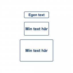 Klassisk skylt, vit med blå ram, olika storlekar