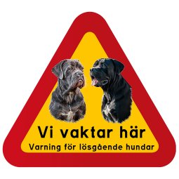 Hund Cane corso grå svart vakthund varningsskylt vi vaktar här lösgående hundar