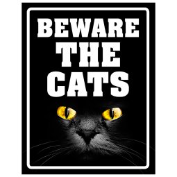 P1151425 akta katten katterna mean cat varning för katt rolig kattskylt skylt beware the cats