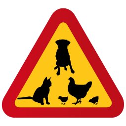 Katt Höna Hund kycklingar kyckling varningstriangel varningsskylt akta oss