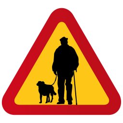 varningsskylt gubbe med käpp och hund present till pensionären till en gammal gubbe som har humor rolig present till gammal