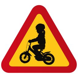 varningsskylt flicka P811635_flicka_cyklar akta våra barn skylt söt skylt med flicka och fjäril söt skylt varningstriangel akta
