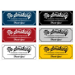 rökning förbjuden no smoking vintage stil blå