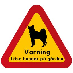 Varning lösa hundar på gården akta oss