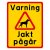 Jakt pågår (varning för hund) lösa hundar