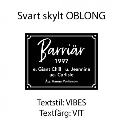 Boxskylt, flera olika färger och typsnitt