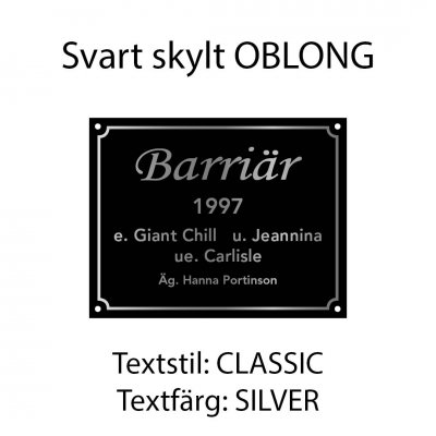 Boxskylt, flera olika färger och typsnitt