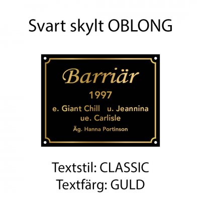 Boxskylt, flera olika färger och typsnitt
