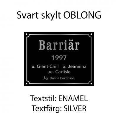 Boxskylt, flera olika färger och typsnitt