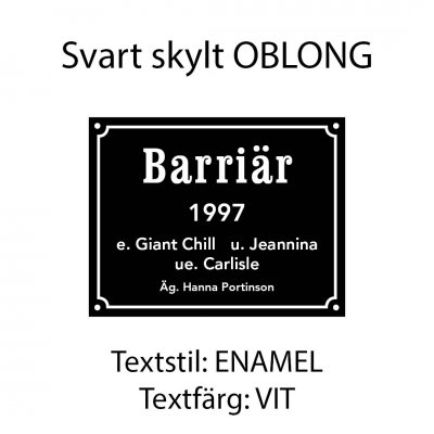 Boxskylt, flera olika färger och typsnitt
