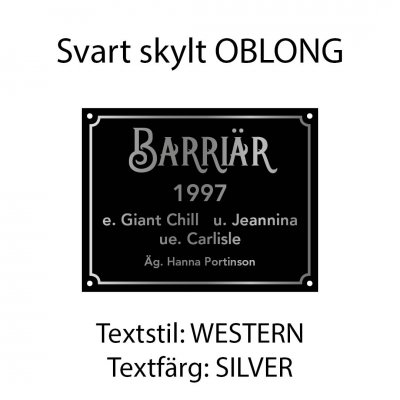 Boxskylt, flera olika färger och typsnitt