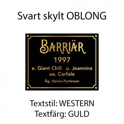 Boxskylt, flera olika färger och typsnitt