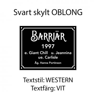 Boxskylt, flera olika färger och typsnitt