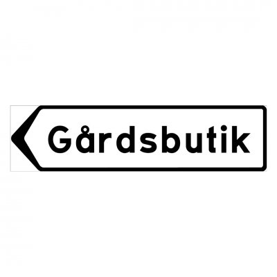 Vägvisning skylt Gårdsbutik vänster