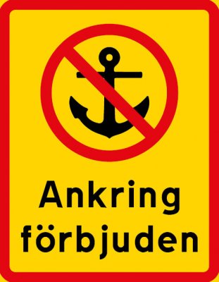 Ankring förbjuden olika storlekar och varianter