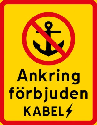 Ankring förbjuden olika storlekar och varianter kabel