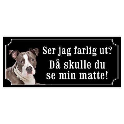 Amstaff hundskylt gammaldags stil emaljskylt hund