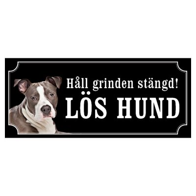 Amstaff hundskylt gammaldags stil emaljskylt hund Lös hund