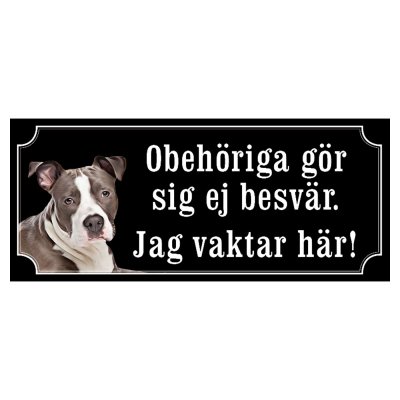 Amstaff hundskylt gammaldags stil emaljskylt hund