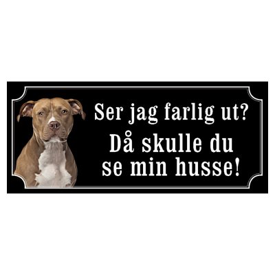 Amstaff hundskylt gammaldags stil emaljskylt hund