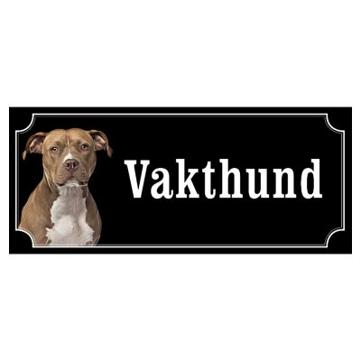 Amstaff hundskylt gammaldags stil emaljskylt hund Vakthund