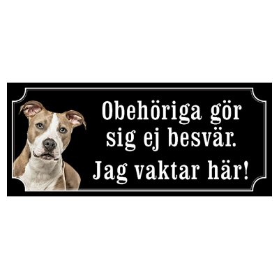 Amstaff hundskylt gammaldags stil emaljskylt hund
