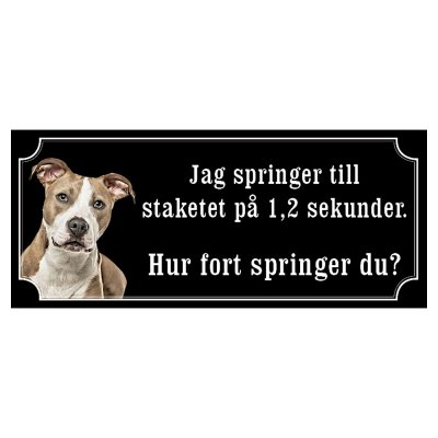 Amstaff hundskylt gammaldags stil emaljskylt hund
