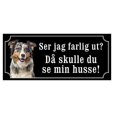 Australian shepherd hundskylt gammaldags stil emaljskylt hund