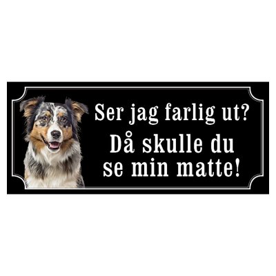 Australian shepherd hundskylt gammaldags stil emaljskylt hund