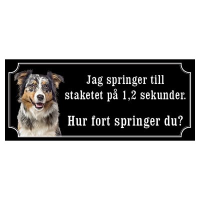Australian shepherd hundskylt gammaldags stil emaljskylt hund