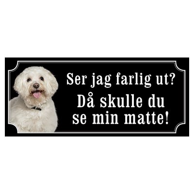 Bichon Frisé hundskylt gammaldags stil emaljskylt hund