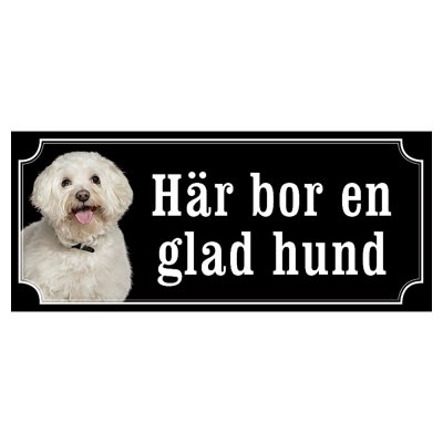 Bichon Frisé hundskylt gammaldags stil emaljskylt hund