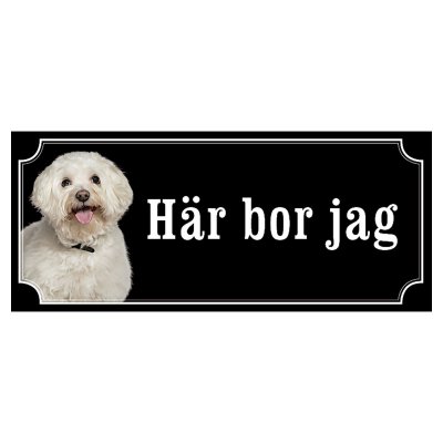 Bichon Frisé hundskylt gammaldags stil emaljskylt hund