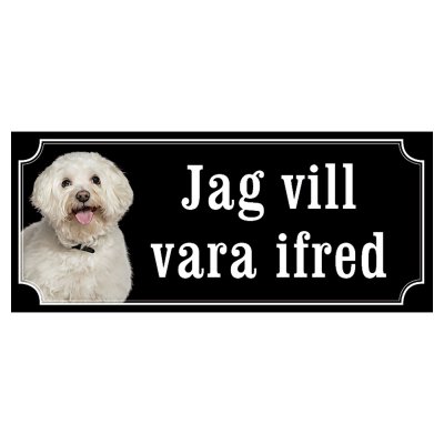 Bichon Frisé hundskylt gammaldags stil emaljskylt hund