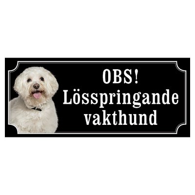Bichon Frisé hundskylt gammaldags stil emaljskylt hund