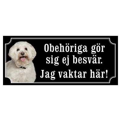 Bichon Frisé hundskylt gammaldags stil emaljskylt hund