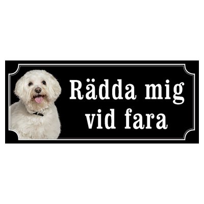 Bichon Frisé hundskylt gammaldags stil emaljskylt hund
