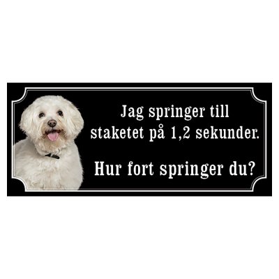 Bichon Frisé hundskylt gammaldags stil emaljskylt hund