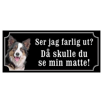 Border collie hundskylt gammaldags stil emaljskylt hund