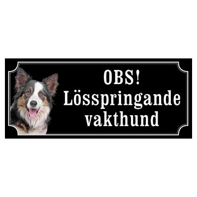 Border collie hundskylt gammaldags stil emaljskylt hund